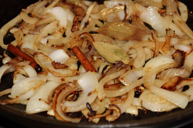 Partly caramelize the onions