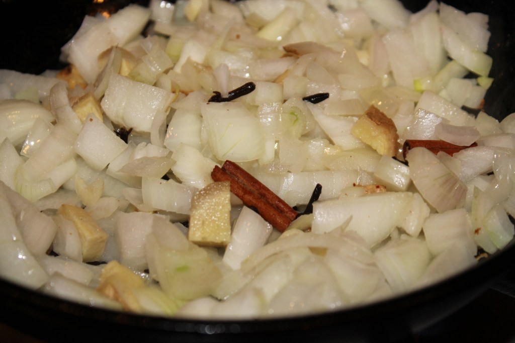Add aromatics to the whole spices