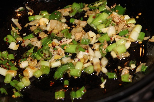Stir fry scallion mixture