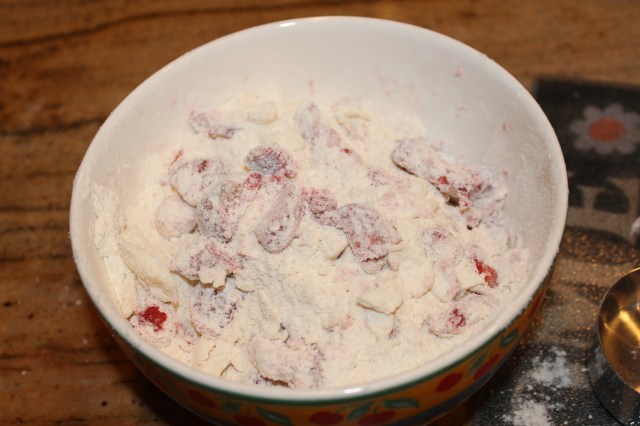 Mix in chopped strawberries